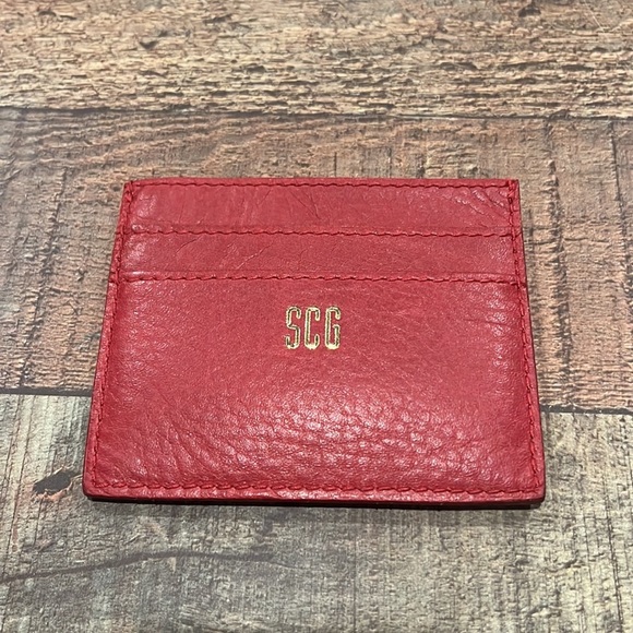 Madewell Men's The Leather Card Case G2704 Unisex Red Monogrammed  SCG - Picture 1 of 4